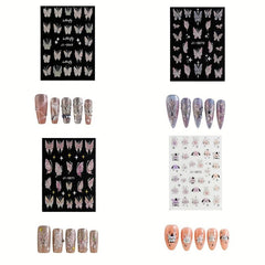 5D Embossed Butterfly Nail Art Stickers - 4 Sheets