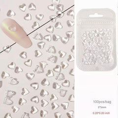 100 Pcs Heart Nail Art Charms Rhinestones DIY Manicure Decoration