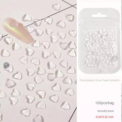 100 Pcs Heart Nail Art Charms Rhinestones DIY Manicure Decoration