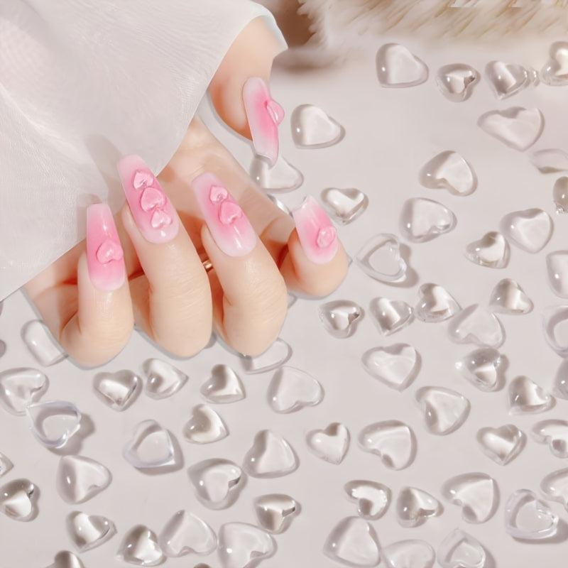 100 Pcs Heart Nail Art Charms Rhinestones DIY Manicure Decoration