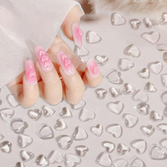 100 Pcs Heart Nail Art Charms Rhinestones DIY Manicure Decoration