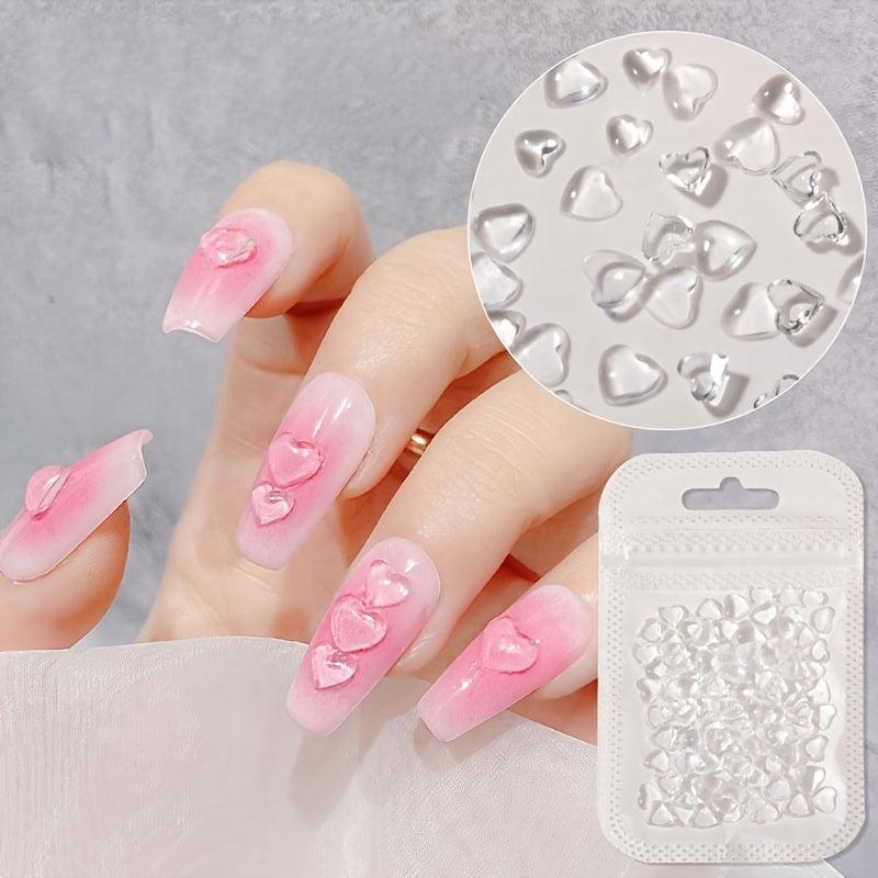 100 Pcs Heart Nail Art Charms Rhinestones DIY Manicure Decoration