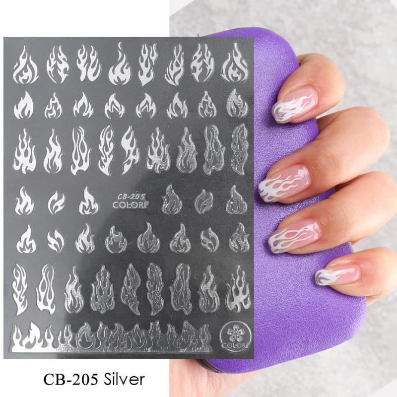 3D Flame Nail Stickers Golden Decals DIY Nail Art Decor