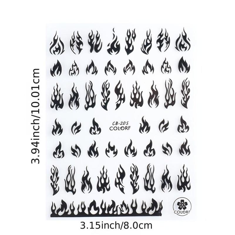 3D Flame Nail Stickers Golden Decals DIY Nail Art Decor