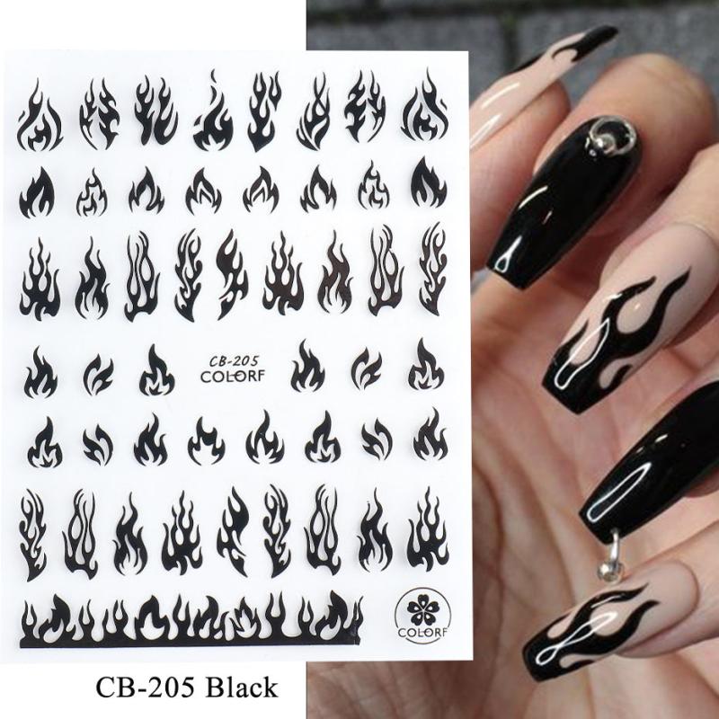 3D Flame Nail Stickers Golden Decals DIY Nail Art Decor