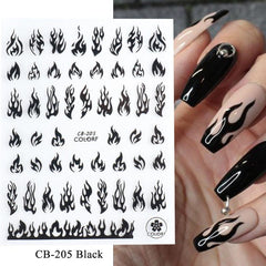 3D Flame Nail Stickers Golden Decals DIY Nail Art Decor