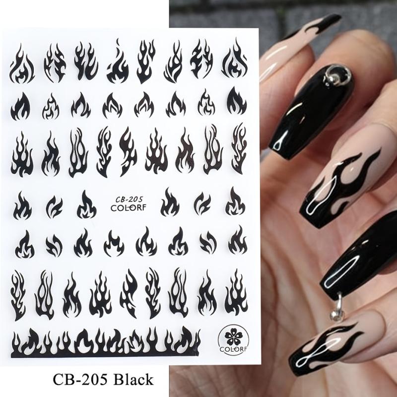 3D Flame Nail Stickers Golden Decals DIY Nail Art Decor