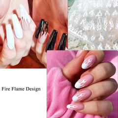 3D Flame Nail Stickers Golden Decals DIY Nail Art Decor