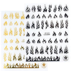 3D Flame Nail Stickers Golden Decals DIY Nail Art Decor