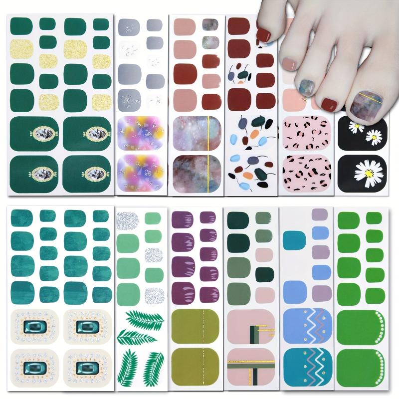 Waterproof Toenail Art Decal Strips Pedicure Kit for Stylish Look