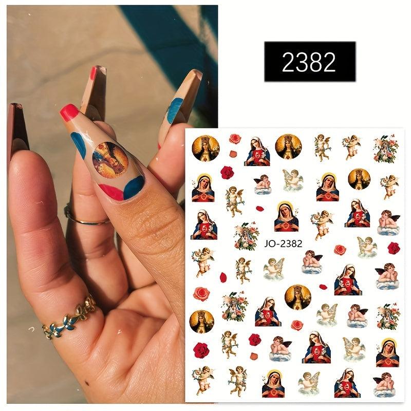 3D Angel Wings Nail Stickers 12 Sheets Pack Self Adhesive DIY Nail Art Supplies