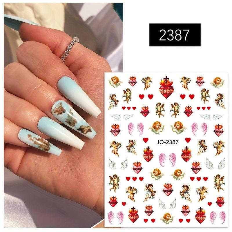 3D Angel Wings Nail Stickers 12 Sheets Pack Self Adhesive DIY Nail Art Supplies