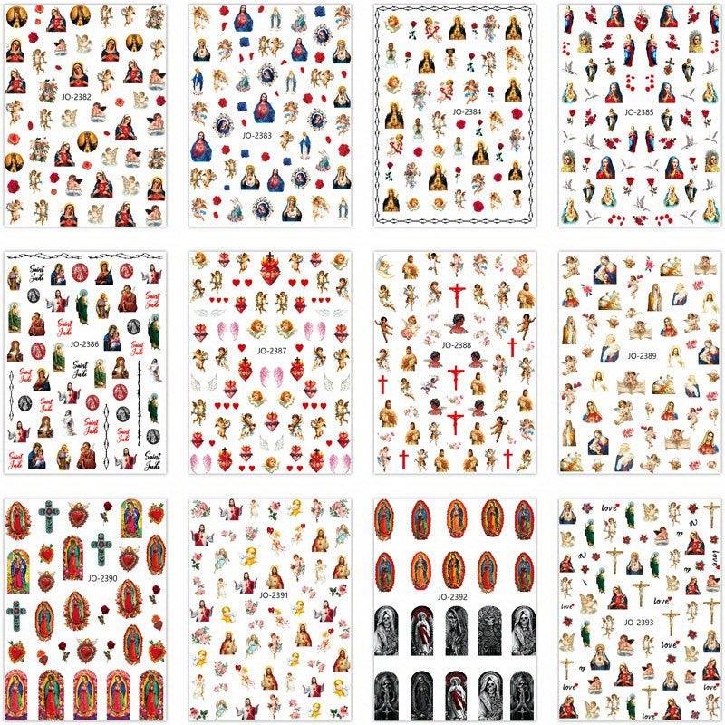 3D Angel Wings Nail Stickers 12 Sheets Pack Self Adhesive DIY Nail Art Supplies