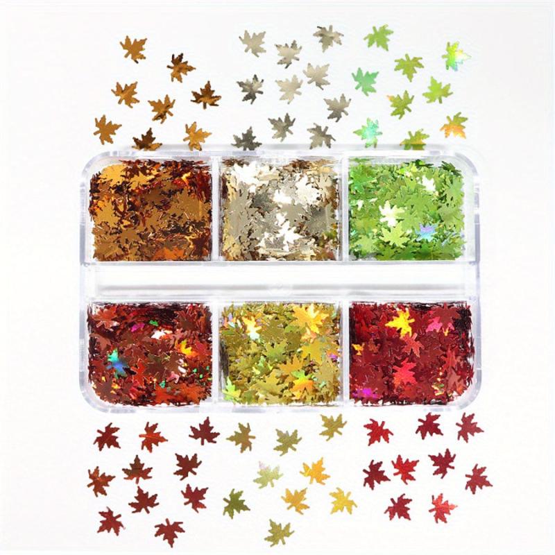 Maple Leaf Nail Glitter Sequins - Thanksgiving & Christmas - Holographic Flakes