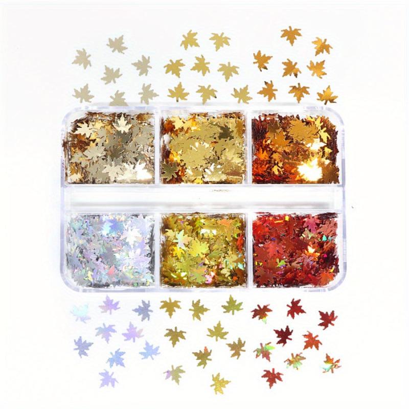 Maple Leaf Nail Glitter Sequins - Thanksgiving & Christmas - Holographic Flakes