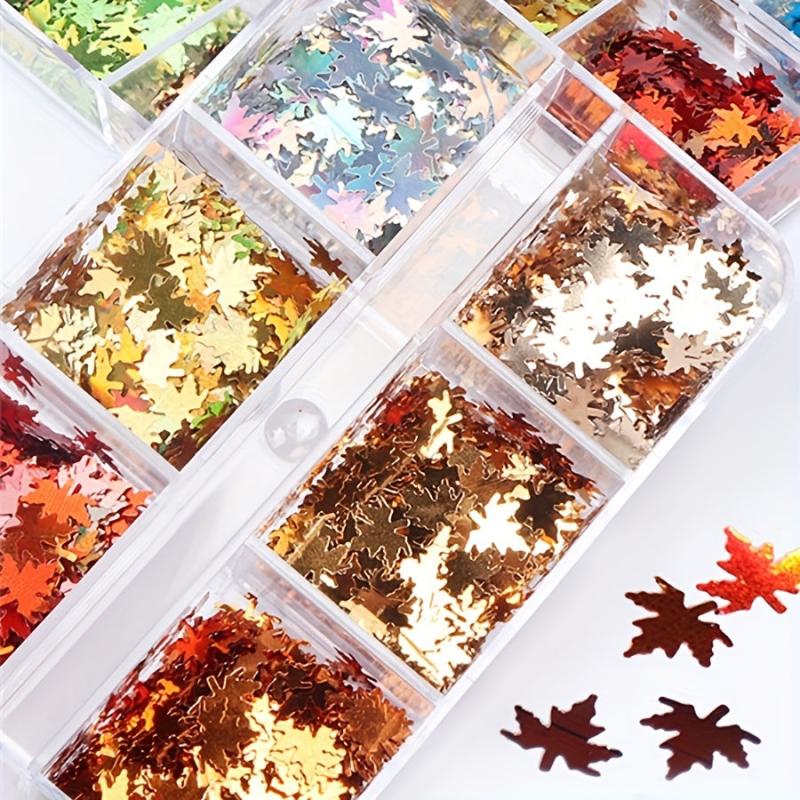Maple Leaf Nail Glitter Sequins - Thanksgiving & Christmas - Holographic Flakes
