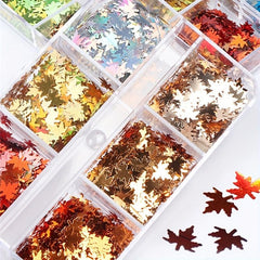 Maple Leaf Nail Glitter Sequins - Thanksgiving & Christmas - Holographic Flakes