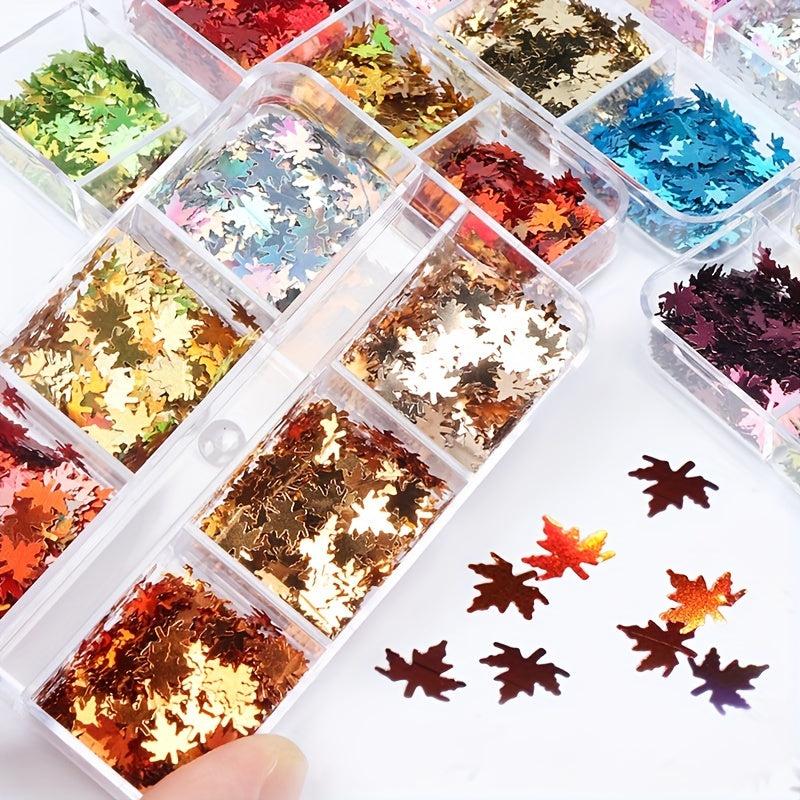 Maple Leaf Nail Glitter Sequins - Thanksgiving & Christmas - Holographic Flakes