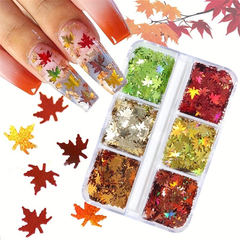 Maple Leaf Nail Glitter Sequins - Thanksgiving & Christmas - Holographic Flakes