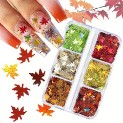 Maple Leaf Nail Glitter Sequins - Thanksgiving & Christmas - Holographic Flakes