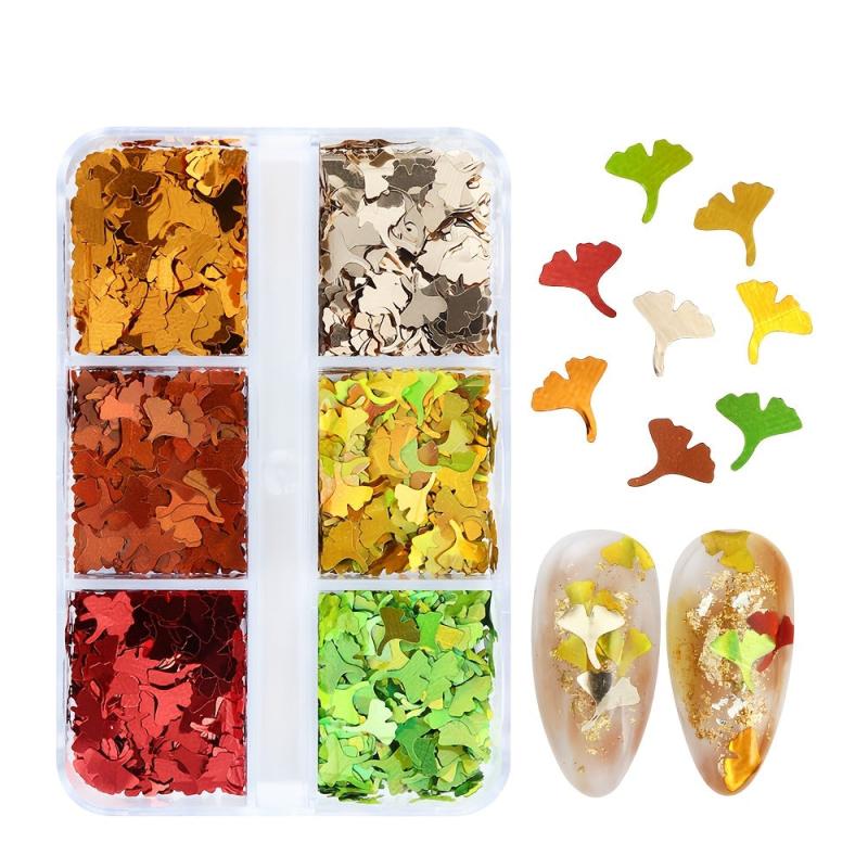 Maple Leaf Nail Glitter Sequins - Thanksgiving & Christmas - Holographic Flakes