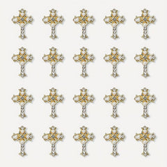 5pcs Cross Nail Art Charms With Rhinestones And Pearls