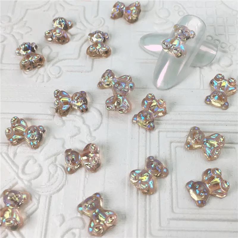 60Pcs 3D Bear Nail Art Accessories Self Adhesive Nail Decals