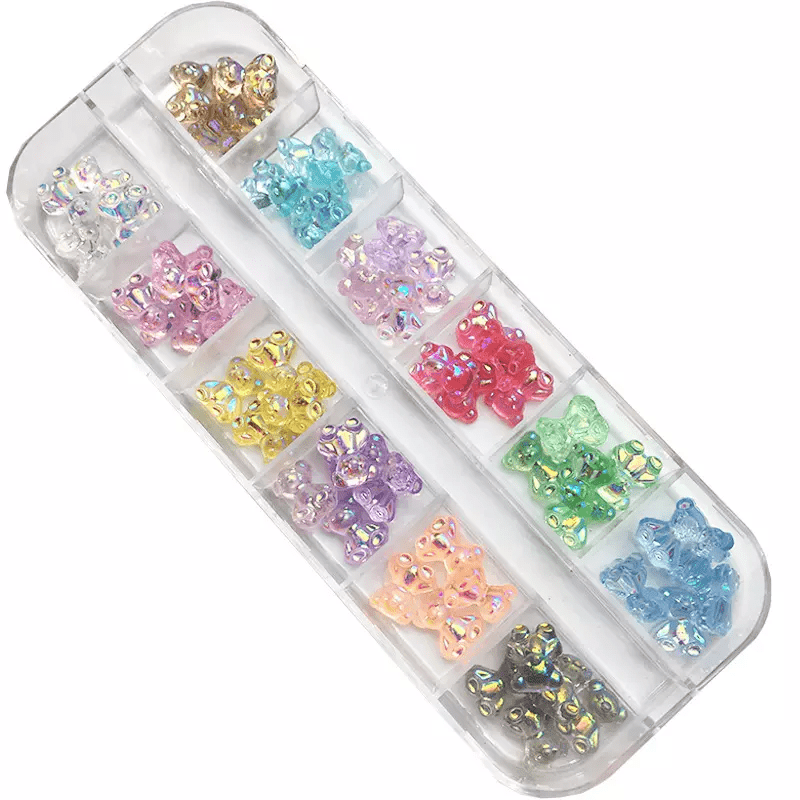 60Pcs 3D Bear Nail Art Accessories Self Adhesive Nail Decals