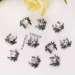 10pcs Red Spider Nail Art Charms With Rhinestones Crystal Gem