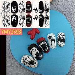 Halloween Ghost Pumpkin Nail Art Stickers Full Nail Polish Strips