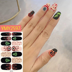 Halloween Ghost Pumpkin Nail Art Stickers Full Nail Polish Strips