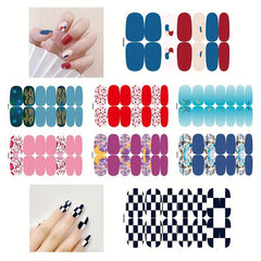 Waterproof Nail Polish Stickers Full Cover Nail Decal Strips 8 Sheet