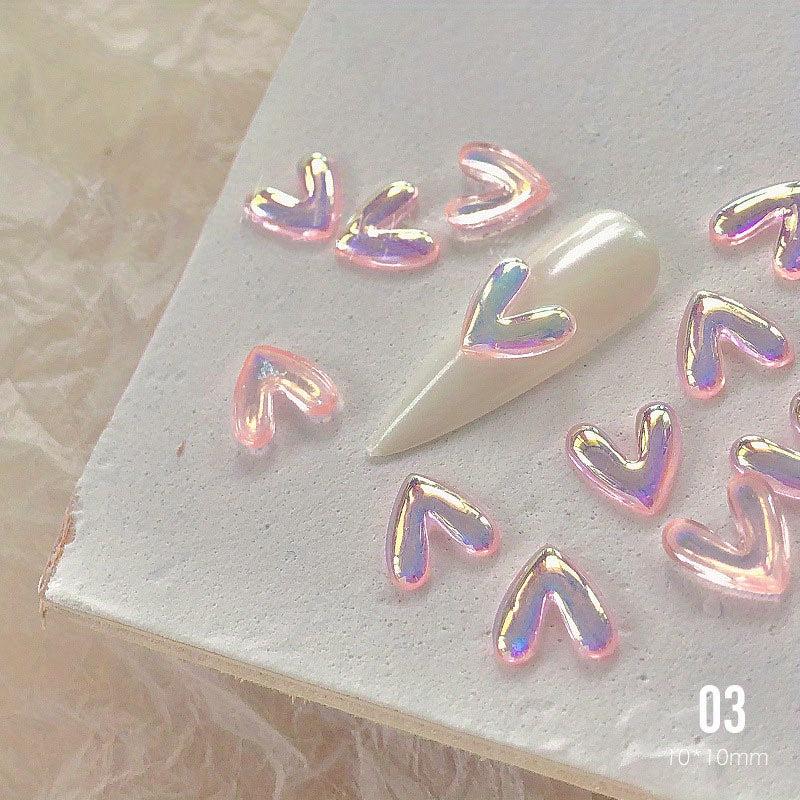 50pcs 3D Aurora Love Hearts Nail Gems