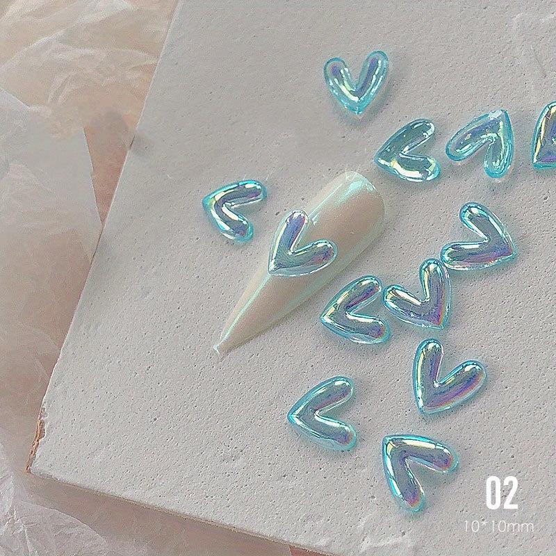 50pcs 3D Aurora Love Hearts Nail Gems