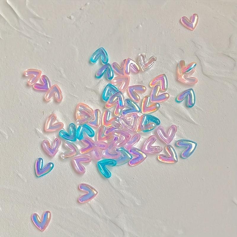 50pcs 3D Aurora Love Hearts Nail Gems