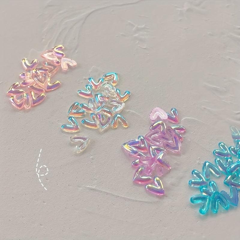 50pcs 3D Aurora Love Hearts Nail Gems