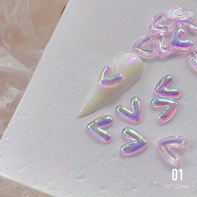 50pcs 3D Aurora Love Hearts Nail Gems