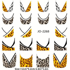Leopard Print Nail Art Sticker Set - 15pcs with Tweezers, File & Pusher