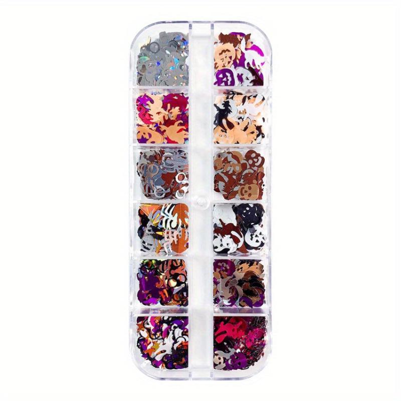 Halloween Nail Glitter Sequins 3D Holographic Pumpkin Witch Spider