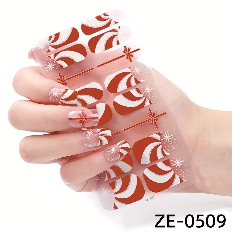 Christmas Nail Polish Stickers Snowflake Santa Claus Nail Strips Xmas Parties