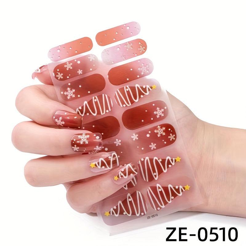 Christmas Nail Polish Stickers Snowflake Santa Claus Nail Strips Xmas Parties
