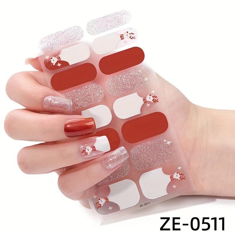 Christmas Nail Polish Stickers Snowflake Santa Claus Nail Strips Xmas Parties