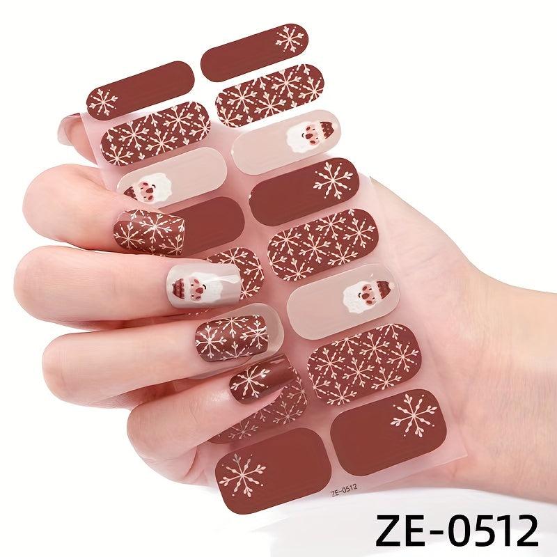 Christmas Nail Polish Stickers Snowflake Santa Claus Nail Strips Xmas Parties