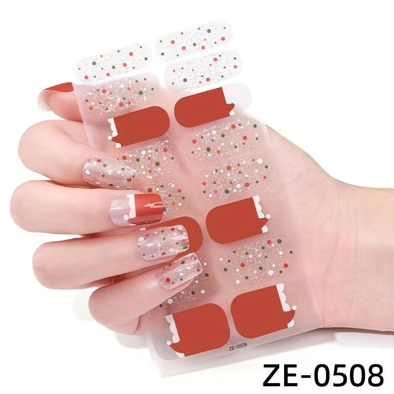 Christmas Nail Polish Stickers Snowflake Santa Claus Nail Strips Xmas Parties
