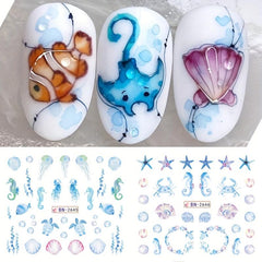 12PCS Nail Transfer Stickers Summer Nail Art Decoration