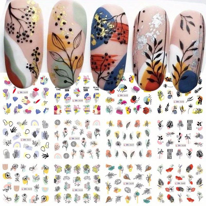 12PCS Nail Transfer Stickers Summer Nail Art Decoration