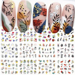 12PCS Nail Transfer Stickers Summer Nail Art Decoration