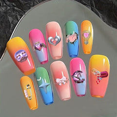 5D Embossed Y2K Nail Art Stickers Heart Bow Cross Nail Art Decals