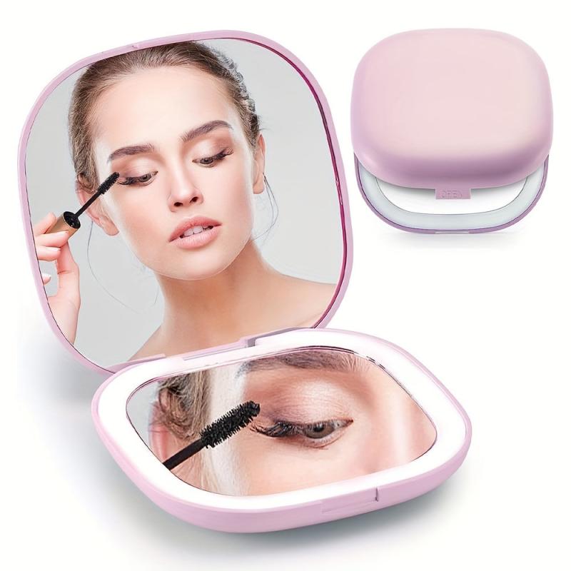 LED Pocket Mirror 1X 5X Magnification Compact Travel Makeup Mirror