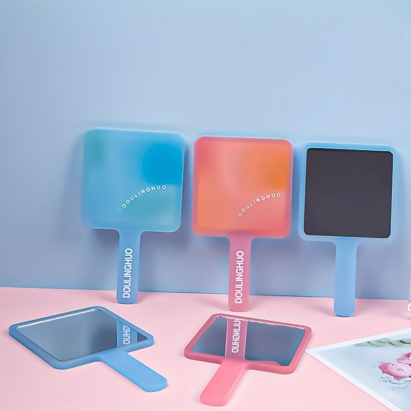 Translucent Square Handheld Mirror Makeup Mirror Portable Beauty Mirror